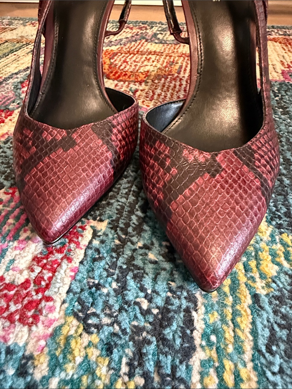 MICHAEL Michael Kors Burgundy Snake-Print Slingback Heels - Picture 5 of 7